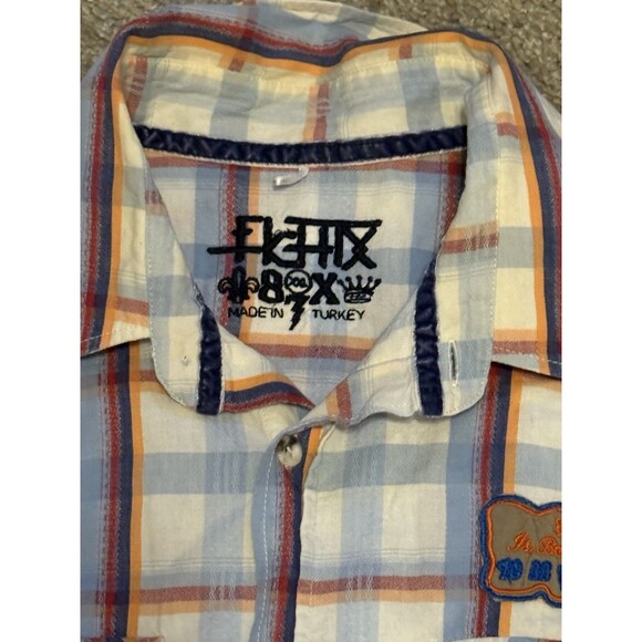 EightX 8X Brand Plaid Long Sleeve Shirt Men's Size XXL Button Up Patches - Picture 5 of 7